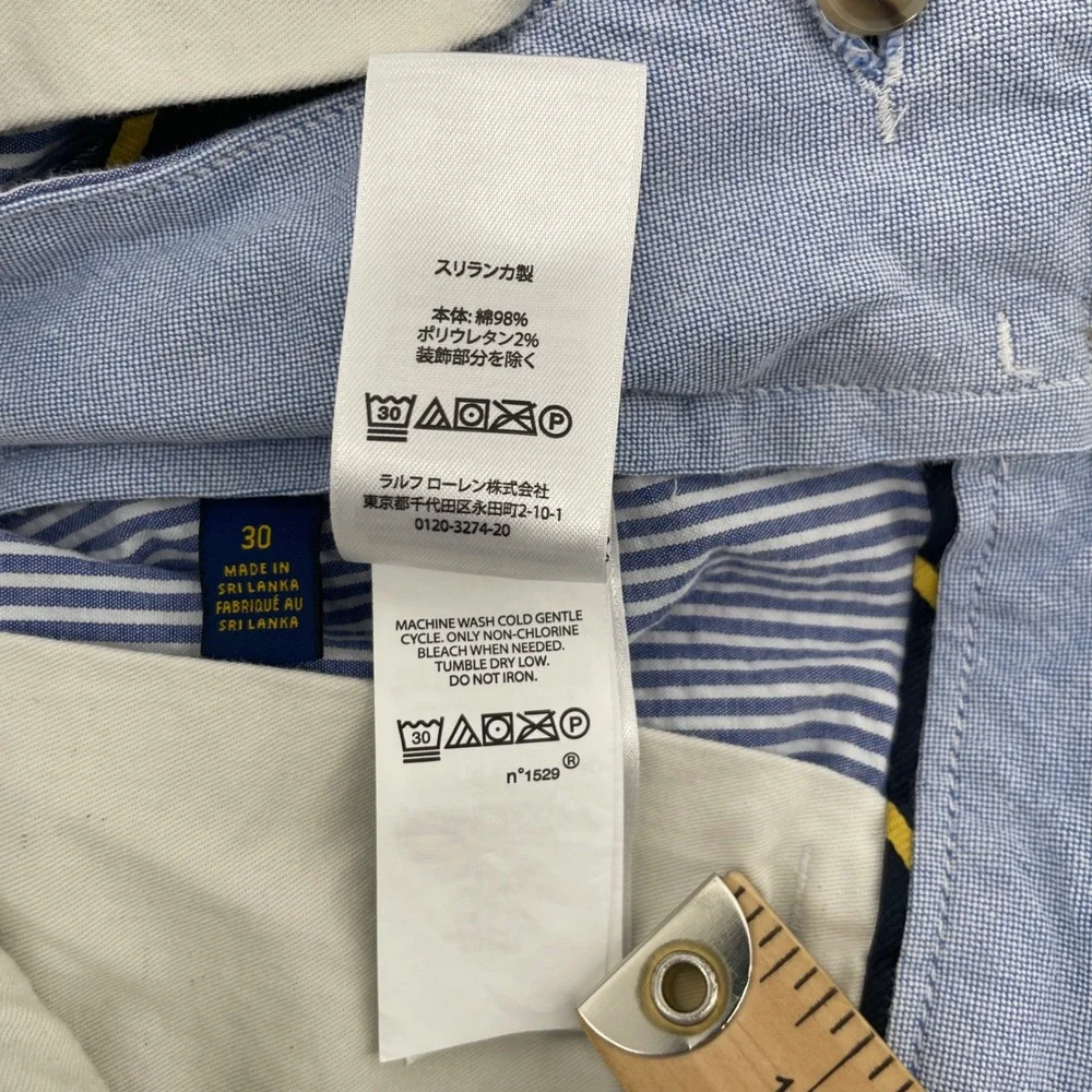 Polo Ralph Lauren Shorts Mens 32 Blue Seersucker Striped Stretch Cotton Prep